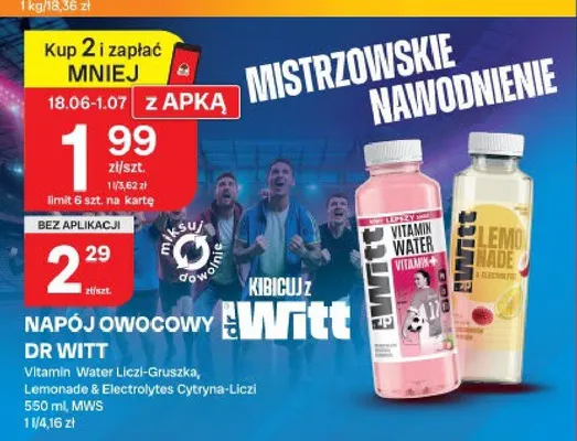 Napój owocowy Vitamin Water Liczi-Gruszka Dr Witt promocja w Chorten