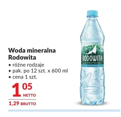 Woda mineralna Rodowita promocja w Makro