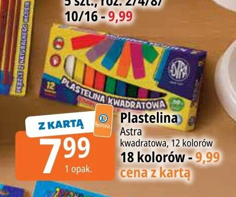 Plastelina kwadratowa Astra 18 kolorów promocja w Leclerc