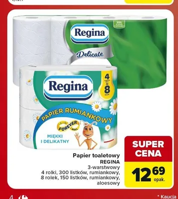 Papier toaletowy Regina Delicate aloesowy 8 rolek promocja w Carrefour Market