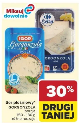 Ser pleśniowy Gorgonzola Igor promocja w Carrefour Market