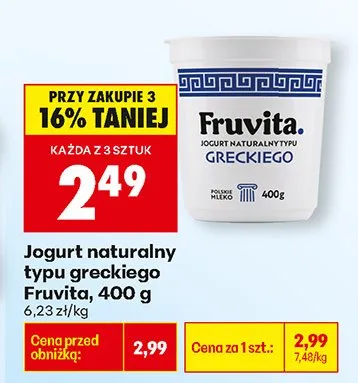 Jogurt naturalny typu greckiego promocja w Biedronka