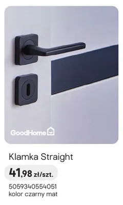 Klamka Straight GoodHome kolor czarny mat promocja w Castorama