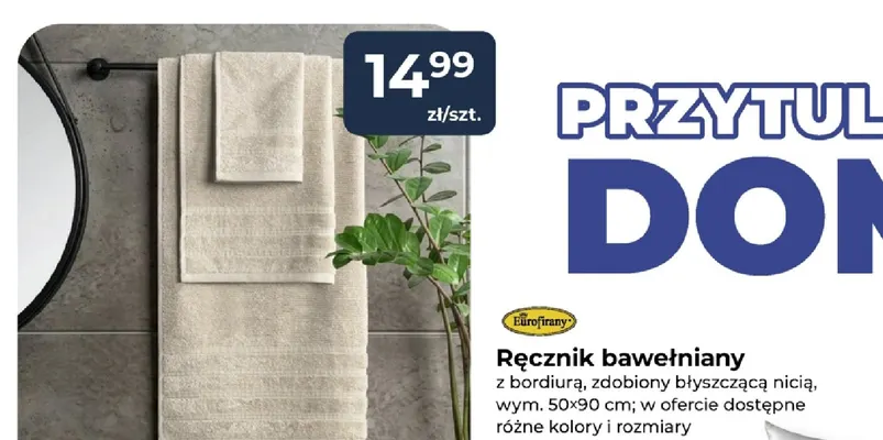 Ręcznik bawełniany z bordiurą zdobiony błyszczącą nicią 50x90 cm Eurofirany promocja w PSB Mrówka