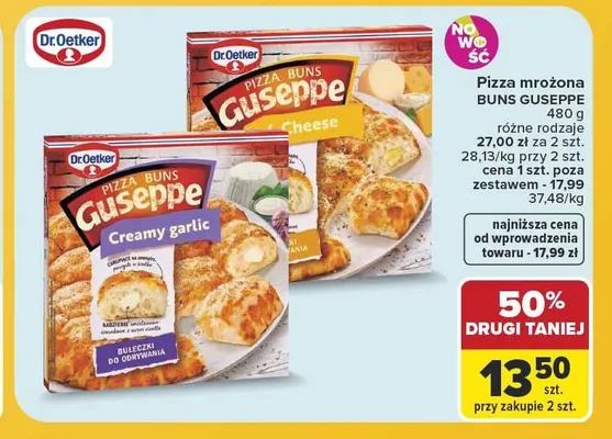 Pizza mrożona Buns Guseppe Cheese promocja w Carrefour