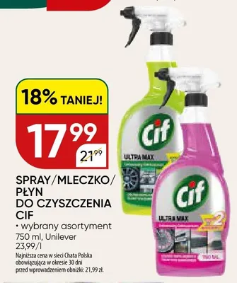 Spray/mleczko/płyn do czyszczenia promocja w Chata Polska