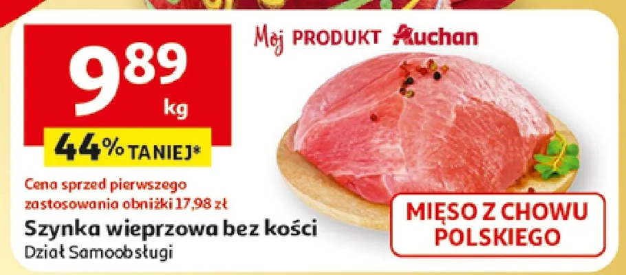 Szynka wieprzowa bez kości, Dział Samoobsługi promocja w Auchan