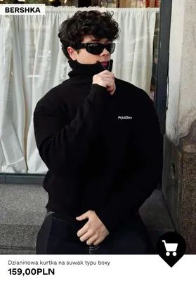 Dzianinowa kurtka na suwak typu boxy Bershka promocja w Bershka