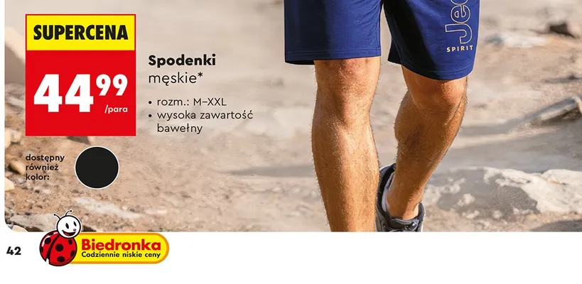 Spodenki męskie JEEP SPIRIT wysoka zawartość bawełny rozm.: M-XXL promocja w Biedronka