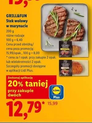 Stek wołowy w marynacie GRILL&FUN promocja w Lidl