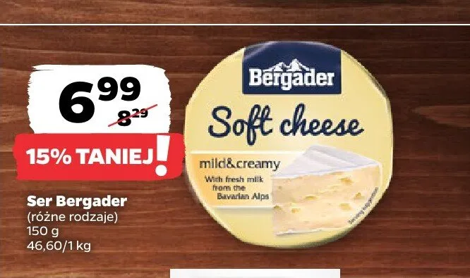 Ser Bergader Soft Cheese promocja w Netto