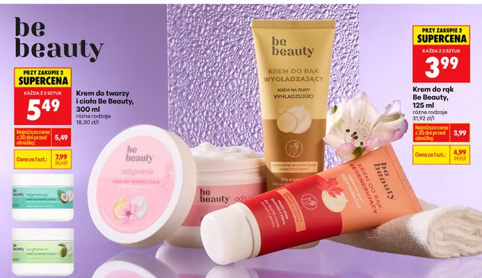 Krem do twarzy i ciała różne rodzaje promocja w Biedronka
