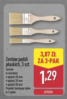 Zestaw pędzli płaskich promocja w Aldi