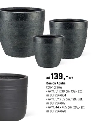 Donice Apulia kolor czarny wym. 31 x 30 cm promocja w OBI