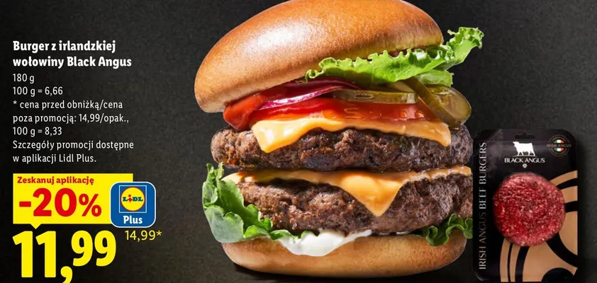 Burger z irlandzkiej wołowiny Black Angus promocja w Lidl