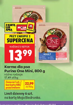 Karma dla psa Purina One Mini promocja w Biedronka