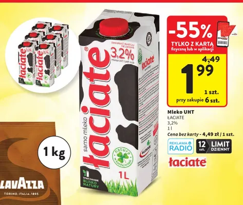 Mleko UHT Łaciate 3,2% promocja w Intermarche