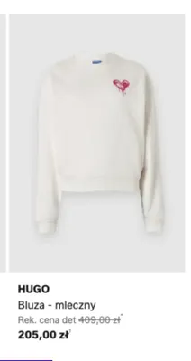 Bluza HUGO mleczna promocja w Lounge by Zalando