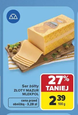Ser żółty Złoty Mazur Mlekpol promocja w Carrefour