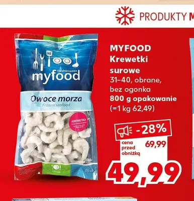 Krewetki surowe 31-40 obrane bez ogonka Myfood promocja w Kaufland