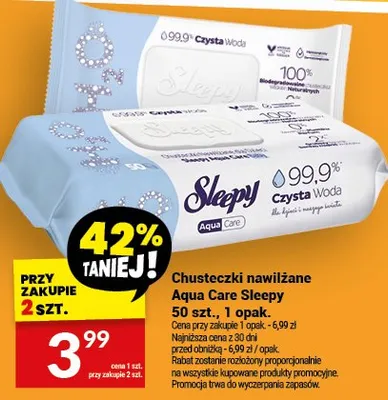 Chusteczki nawilżane Aqua Care Sleepy promocja w Twój Market