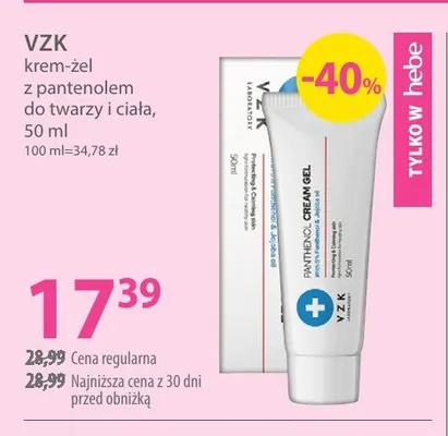 Krem-żel z pantenolem do twarzy i ciała VZK promocja w Hebe