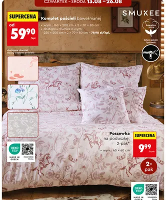 Komplet pościeli bawełnianej Smukee 160x200 cm promocja w Biedronka