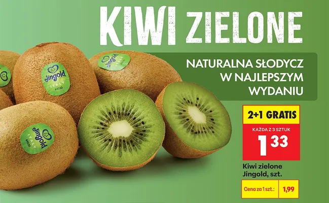 Kiwi zielone szt. 2+1 GRATIS promocja w Biedronka