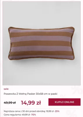 Poszewka z wełną Pasker w paski home & you promocja w home&you