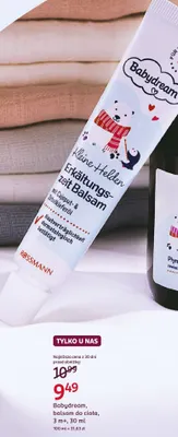 Balsam do ciała Babydream 3 m+ promocja w Rossmann