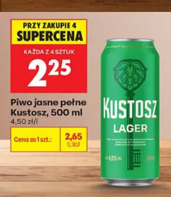 Piwo Kustosz Lager promocja w Biedronka