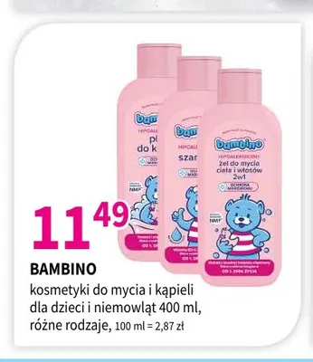 Żel do mycia ciała i włosów 2w1 dla dzieci i niemowląt Bambino promocja w Drogerie Polskie
