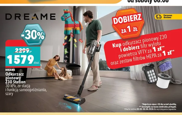Odkurzacz pionowy Dreame Z30 Station promocja w Biedronka Home