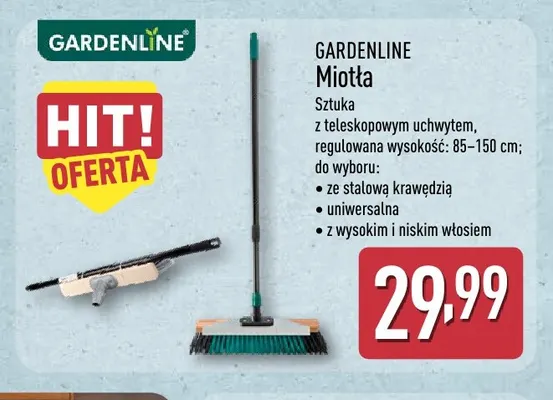 Miotła ze stalową krawędzią Gardenline promocja w Aldi
