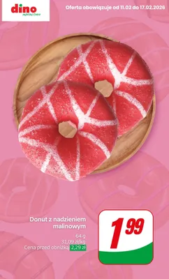 Donut z nadzieniem malinowym Dino promocja w Dino