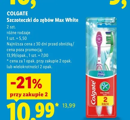 Szczoteczki do zębów Max White 2-pak Colgate promocja w Lidl