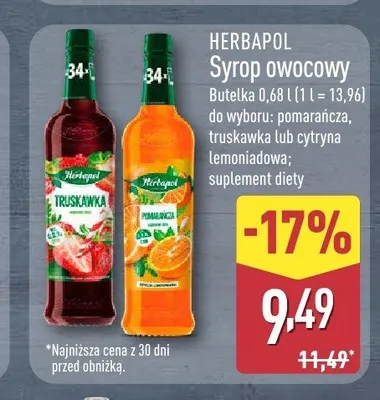 Syrop owocowy Herbapol pomarańcza promocja w Aldi