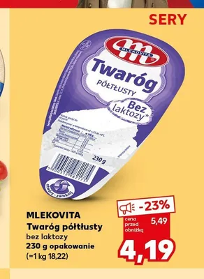 Twaróg półtłusty bez laktozy MLEKOVITA promocja w Kaufland