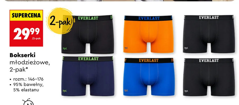 Boxerki młodzieżowe Everlast 2-pak promocja w Biedronka
