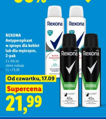 Antyperspirant w sprayu dla mężczyzn Rexona 2-pak promocja w Lidl