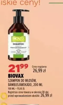 Szampon do włosów bambus/awokado Biovax promocja w Drogerie Natura