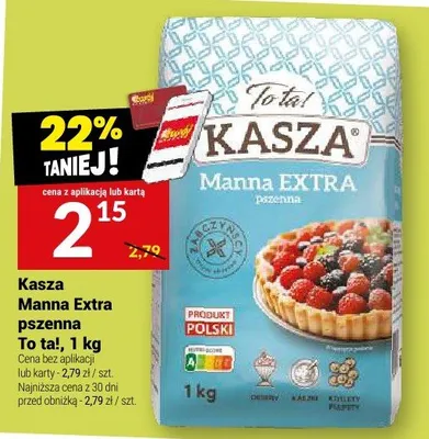 Kasza Manna Extra pszenna To ta! promocja w Twój Market