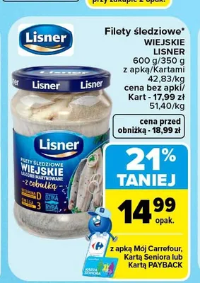 Filety śledziowe Wiejskie Lisner promocja w Carrefour