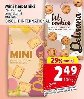 Mini herbatniki z kawałkami czekolady maślane promocja w Prim Market