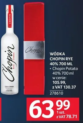 Wódka Chopin Rye 40% 700 ml promocja w Selgros