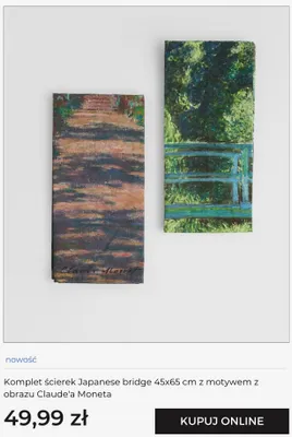 Komplet ścierek home & you Japanese bridge z motywem z obrazu Claude'a Moneta promocja w home&you