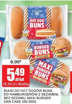 Bułki do hamburgerów z sezamem Dan Cake promocja w Bingo
