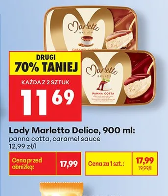 Lody Marletto Delice Panna Cotta 900 ml promocja w Biedronka