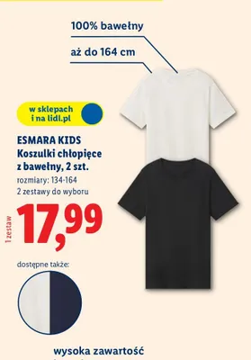 Koszulki chłopięce z bawełny, 2 szt. promocja w Lidl