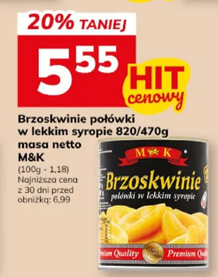 Brzoskwinie połówki w lekkim syropie masa netto promocja w Hitpol